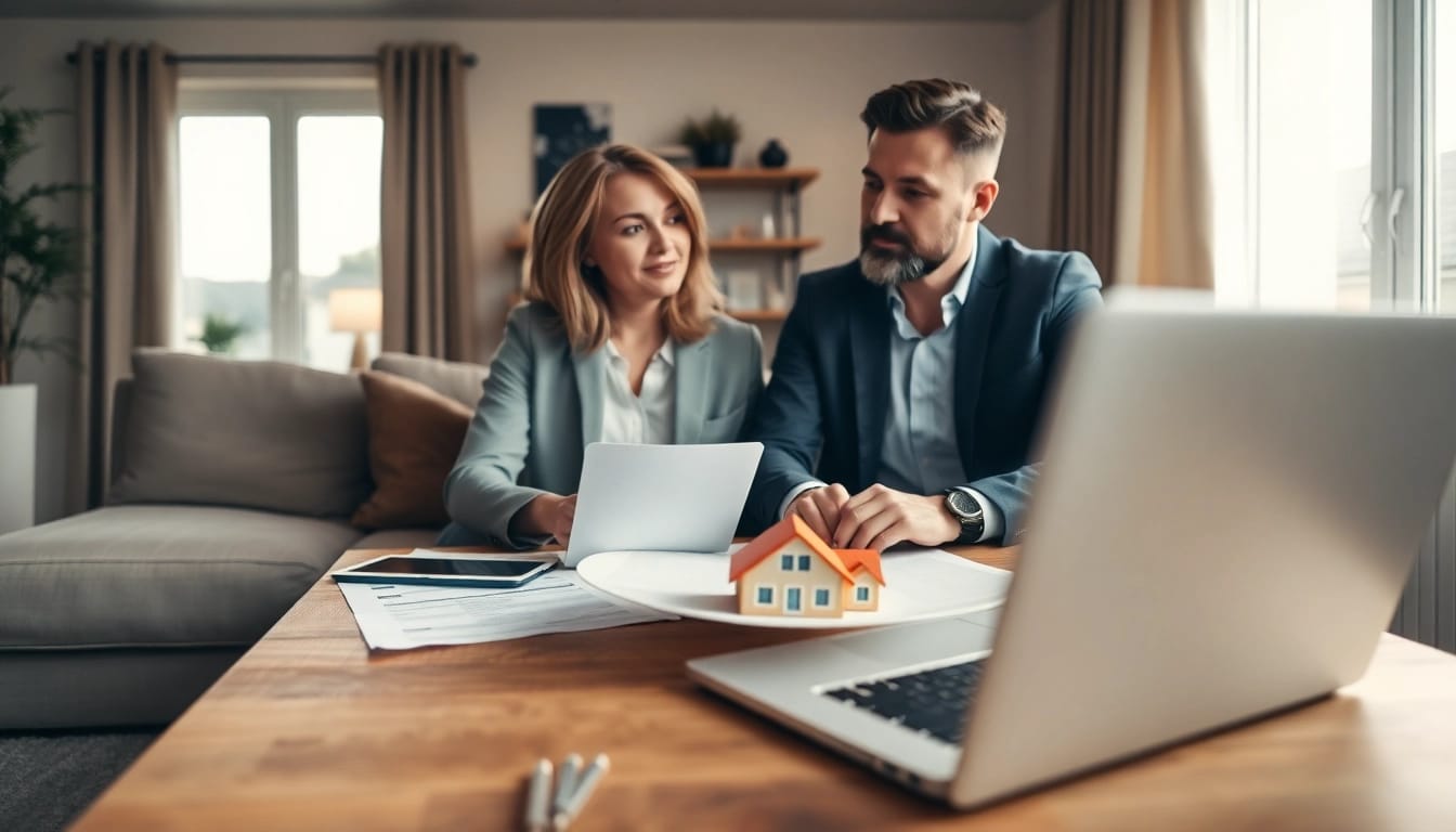 Hausverkauf bei Scheidung: Professional couple reviewing documents during divorce discussion.