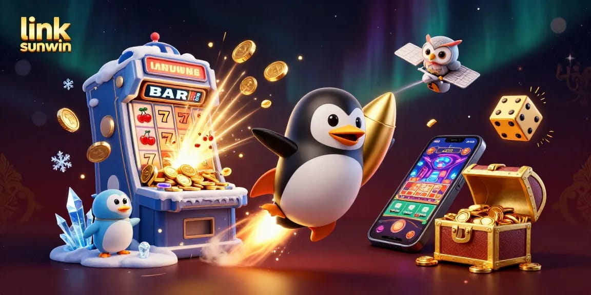 Spin the reels with link sunwin and witness the golden penguin's jackpot adventure!