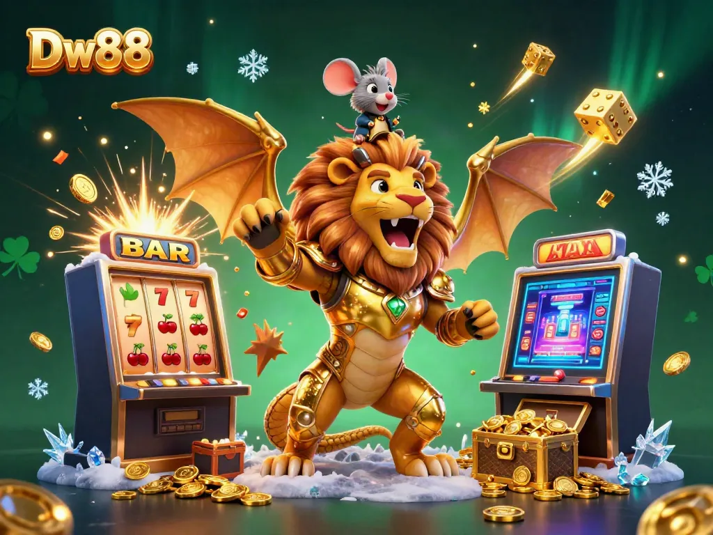 Experience thrilling wins at Dw88 with vibrant 3D casino game imagery showcasing excitement and energy.