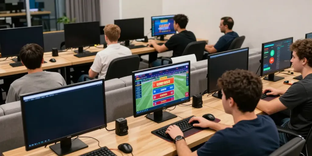 Exciting online gambling at UK88, showcasing vibrant betting activities and players engaged in a dynamic home setup.