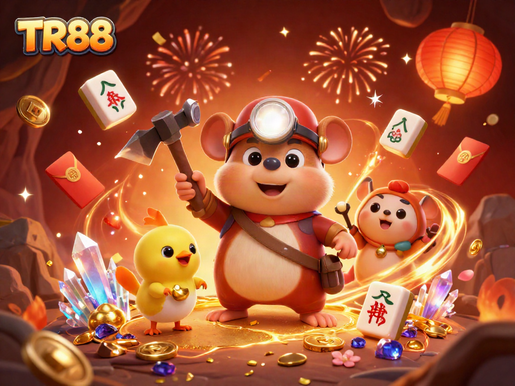 Engage with TR88 in an exciting mining adventure featuring a treasure hunter mole and gaming elements.