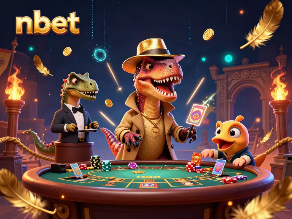 Experience thrilling gaming with nbet at the blackjack table surrounded by exciting casino elements.
