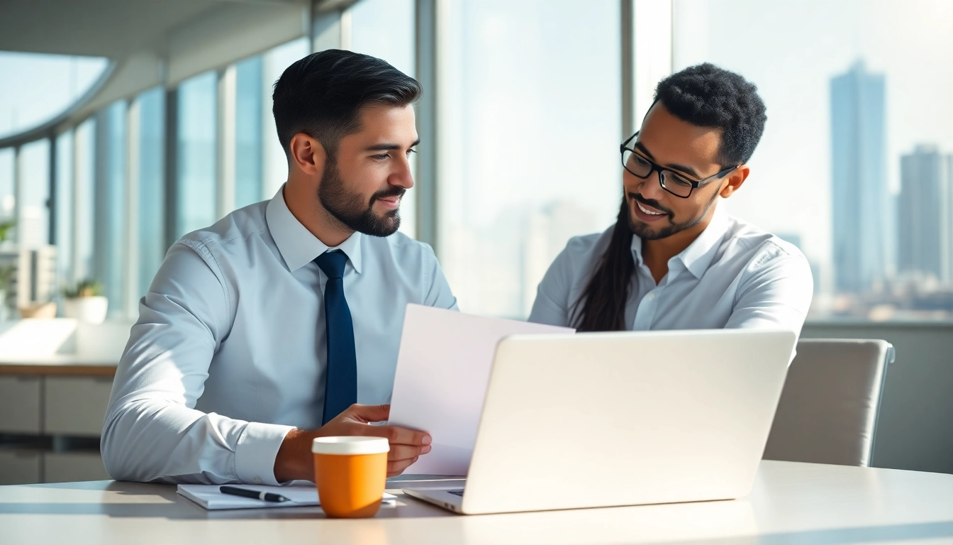Headhunter IT in a modern office engaging with a candidate during an interview.