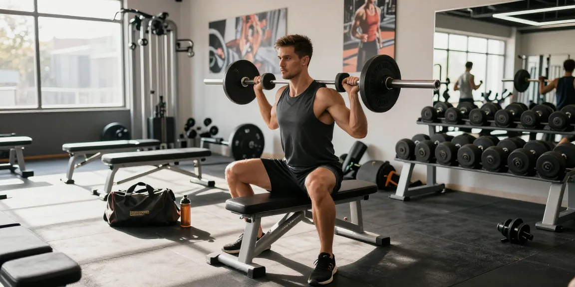 Anabolika Shop athlete lifting weights in modern gym, showcasing dedication with equipment and motivational atmosphere.
