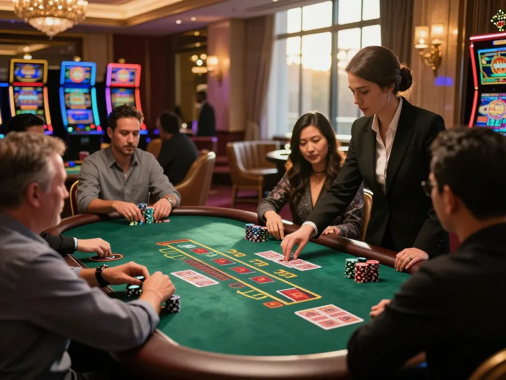 Dynamic gaming environment at nhà cái TX88 with players engaged at a lively blackjack table